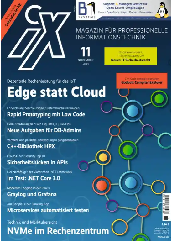 Screenshot Magazin für professionelle Informationstechnik. Hauptthema Edge statt Cloud