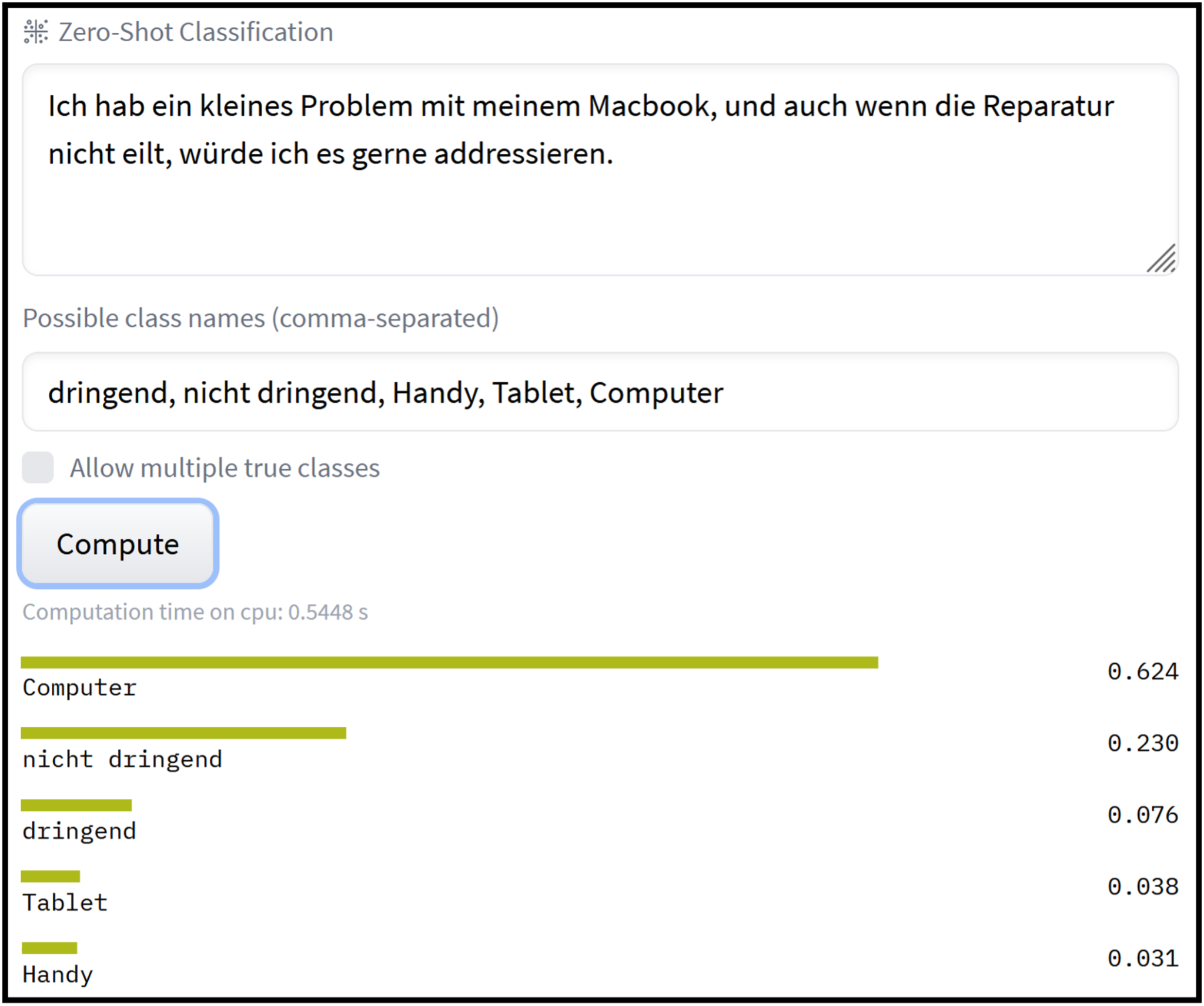Alternative Suchanfrage bezüglich zeroshot classification MacBook computer