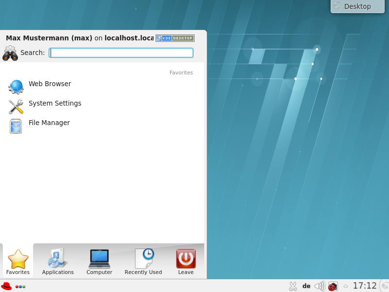 Screenshot RHEL KDE-Desktop