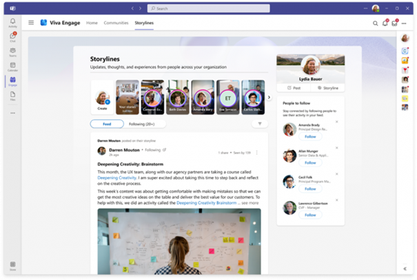 Abb. 6: Viva Engage; Quelle: Viva Engage: Microsoft Teams will das Facebook für Unternehmen werden - Golem.de