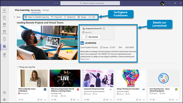 Abb. 4: Viva Learning; Quelle: Microsoft Viva – Die neue Employee Experience Platform von Microsoft (hansevision.com)