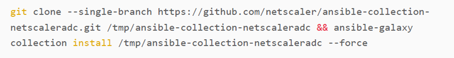 Codezeile zur Installation der Netscaler-Collection in Git
